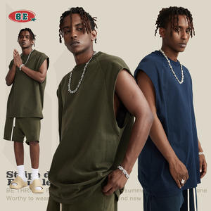 2023 nouveautés sans manches haute rue être prospéré rétro poids lourd 275G pur coton surdimensionné Couple lavé débardeur t-shirt - Product Image 4