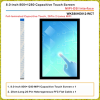 شاشة عرض IPS مقاس 8.0 بوصة بدقة 800×1280، شاشة لمس سعوية مع إضاءة خلفية LED، واجهة MIPI-DSI ثنائية المسار 26 دبوس