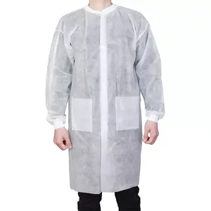 无纺布聚丙烯短信透气一次性实验室外套防尘成人一次性探视外套