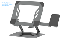 Support d'ordinateur réglable à 360 degrés °   Support d'ordinateur portable 2-en-1 avec support de téléphone L190, base rotative, rehausseur ergonomique pour ordinateur portable pour le travail