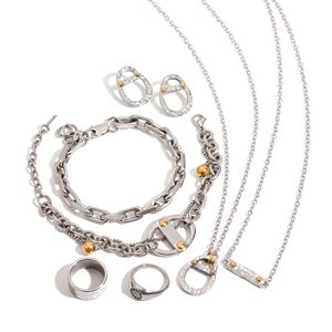 Ensemble de colliers en acier inoxydable avec chaîne et pendentif à fermoir, design géométrique, bijoux tendance pour femmes - Product Image 1