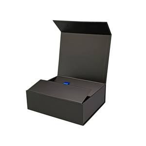 Recyclable <b>black</b> book-shaped foldable cardboard <b>gift</b> <b>box</b>, customizable clamshell magnetic <b>gift</b> <b>box</b> - Product Image 1