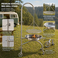 Support trépied robuste en fer pivotant et réglable en hauteur pour brasero et barbecue extérieur – Vente en gros