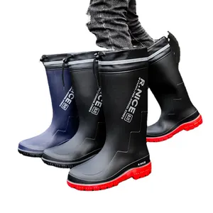 Neue Regens tiefel Herren einfache kniehohe Regens tiefel wasserdichte Gummistiefel Take-out-Schuhe arbeiten Motorrad Herren schuhe