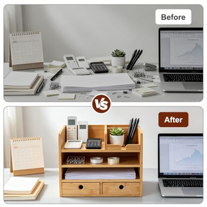 ชั้นวางเอกสารไม้ไผ่อเนกประสงค์ พร้อมที่ใส่ปากกาและอุปกรณ์เครื่องเขียน 4 ชั้น มีลิ้นชัก สำหรับใช้ในสำนักงาน - Product Image 5