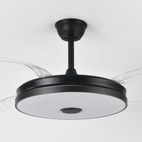 Ventilateur de plafond LED moderne noir de 42 pouces avec lumière et télécommande, 4 pales pour chambre à coucher