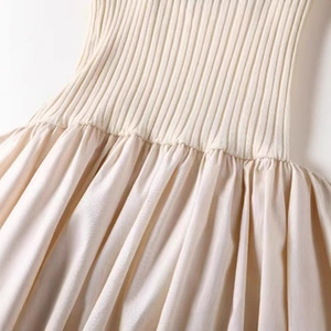 Women's Knit <b>Dress</b> <b>Elastic</b> Waist Sleeveless Contrast Color Splicing Breathable Slim Fit Long Summer Style - Product Image 3