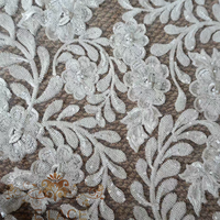 Tissu en dentelle à paillettes DALACE JZQ avec broderie florale en tulle faite à la main pour robe de mariée
