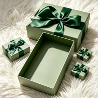 Boîte cadeau rigide avec ruban vert, idéale pour les cadeaux de Noël et les cadeaux d'entreprise, possibilité d'imprimer un logo sur elle