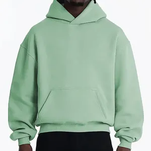 Logo personnalisé Baggy Streetwear <span class=keywords><strong>French</strong></span> Terry Heavyweight No String Hoodies pour hommes 100% coton recadrée à capuche hommes - Product Image 1