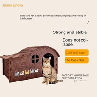 Mignonne maison pour chat en feutre de style dessin animé, abri modulaire pour animaux de compagnie, maison pour chat toute saison, garde au chaud