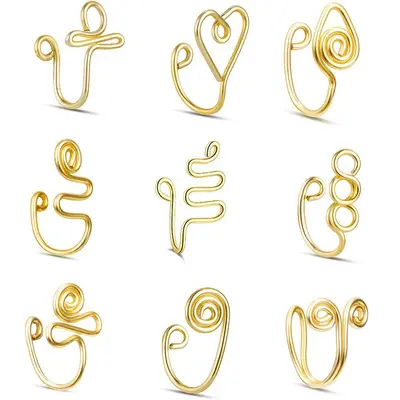2024 Hot Sale African Nose Ring Cuff Adjustable Non Piercing Face Nose Ring 18K Gold Plated Clip on Nose Ring for Women
