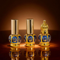 Flacon de parfum en verre haut de gamme de 3 ml avec design couronne, étui métallique, petit cadeau de luxe, flacon à bille pour Oud Attar Musk