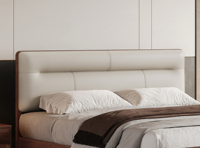Lit en bois massif de style nordique 1,8 m, noyer, lit en similicuir respirant et flexible, hauteur réglable