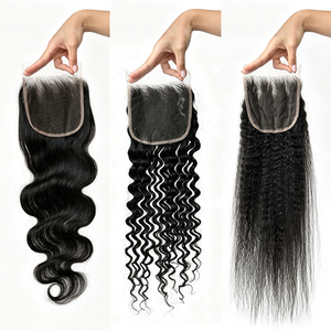 En gros, Closure frontale en dentelle HD 5x5, 100% Cheveux Humains Brésiliens Vierge Remy, 12-20 Pouces, Ondulation Body Wave, Ondulation Profonde, Lisse Crépu, Doux - Product Image 1