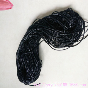 Black Pu Leather Cord 4mm Four Strand <b>Braided</b> Round Wire Bracelet Necklace Material Diy Jewelry <b>Accessories</b> Wholesale - Product Image 2