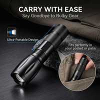 Maxesla Paquete de 2 Linternas LED de Aluminio, Regalos para Hombres, Padres y Niños, con Zoom, Súper Brillantes, Resistentes al Agua, 5 Modos, Mini Linterna Táctica para Camping