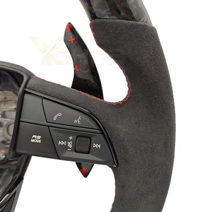 Volante Personalizado de Fibra de Carbono Forjado Rojo para <span class=keywords><strong>Audi</strong></span> Q5L Q3 Q5 Q7 Q8 A4 A5 <span class=keywords><strong>A6</strong></span> A7 C8 S5 S7 B9 B8 RS3 RS5 RS7 - Product Image 5