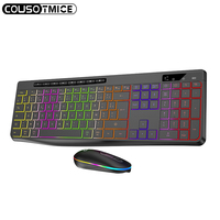 Clavier et souris sans fil 2,4 G personnalisables avec 117 touches, rechargeables, RGB, silencieux, touches multimédias, clavier à membrane sans fil