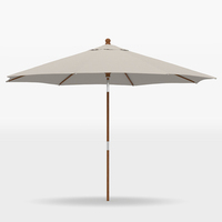 Parasol de terrasse robuste et résistant au vent, avec mât en bois, grande taille 3m, pour bar, restaurant, piscine, jardin, extérieur, personnalisable avec logo d'usine