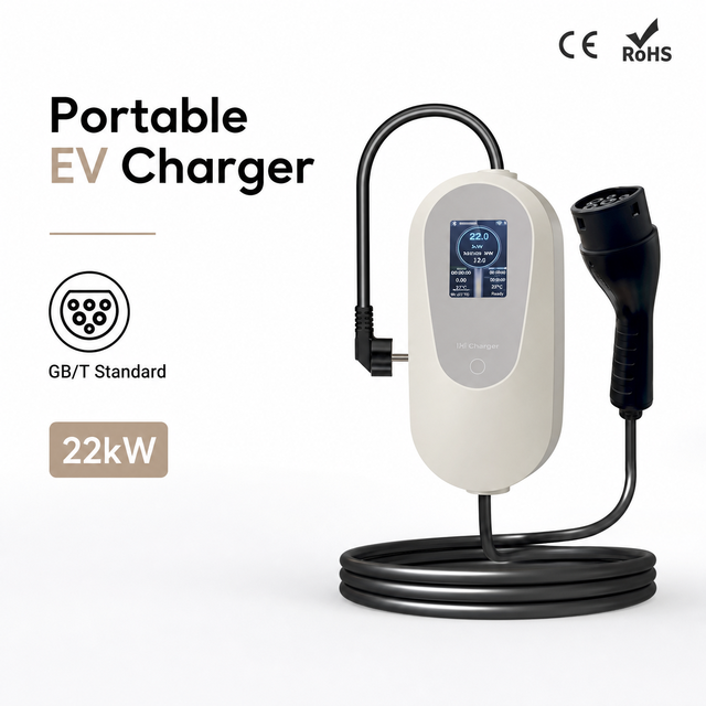 22kW 32A 3 Phase Portable EV Charger GB/T China Standard Electric Vehicle Charging Station with Red CEE Plug IP65 EVSE