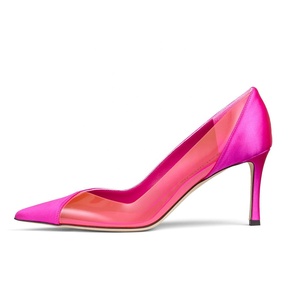 Women's Stitching High <strong>Heels</strong> Pointed Toe Pumps <strong>Mature</strong> Daily Fashion Stiletto Elegant All-match Ladies Shoes - Product Image 3