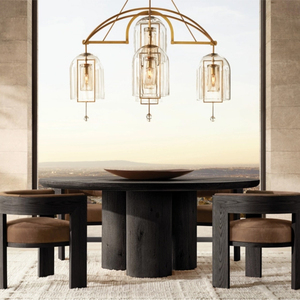 Pabrik kustom Farmhouse mewah ruang makan Furniture Modern kayu Solid bulat meja makan 6 Seater - Product Image 5