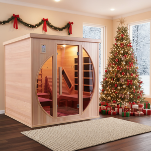 كرسي استرخاء مزدوج داخلي مع خاصية إزالة السموم بالأشعة تحت الحمراء البعيدة لتعزيز عملية التمثيل الغذائي والجمال، مصنوع من الخشب الصلب - Product Image 1