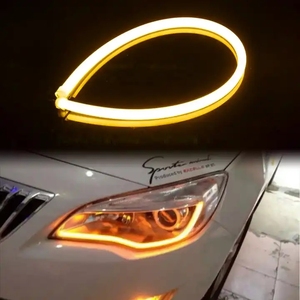 Striscia LED Flessibile 30cm per Auto, Luci Diurne DRL con Indicatore di Direzione, Effetto Occhio d'Angelo, Bianco e Ambra - Product Image 2