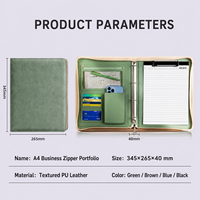Carpeta de Anillas de Cuero Personalizada, Portafolio Portátil con Cierre, Soporte para Teléfono, Bolsillo de Malla y Logotipo, para Contadores, Oficina y Reuniones