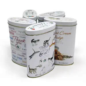 Barattolo di latta d'imballaggio dell'alimento del gatto del cane del cioccolato del caffè del tè di forma ovale alto personalizzato con il coperchio