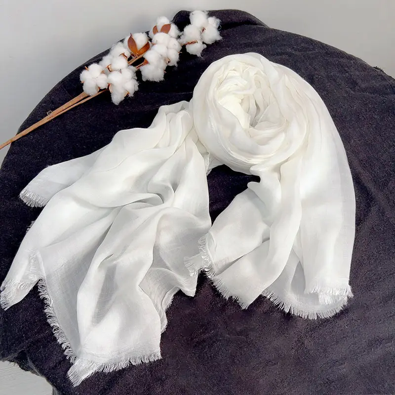 Custom New cotton and linen blend Men And Women Scarf Fashion pure cotton white beach towel Scarves Shawls