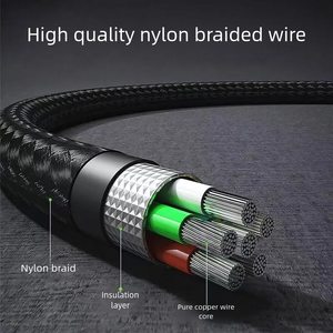 สายชาร์จเร็ว 240W พร้อมหน้าจอแสดงผลดิจิตอล สายถักไนลอน หัวโลหะผสมสังกะสี USB C to USB C สำหรับสมาร์ทโฟนและแล็ปท็อป - Product Image 3