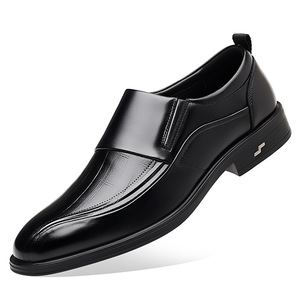 Chaussures habillées en cuir pour hommes, à bout pointu, à enfiler, style bureau, décontracté, noir, toutes saisons - Product Image 5