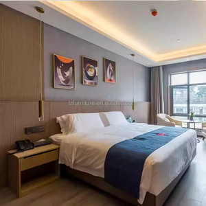 Modern Hotel Bedroom Furniture Set King Size Bed Frame with Upholstered Headboard Nightstand Desk <b>Wardrobe</b> for 3 Star Hotel Room - Product Image 2