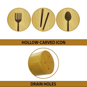 Bamboo <b>Kitchen</b> Cooking <b>Utensils</b> Organizer Flatware <b>Utensil</b> Caddy Bamboo <b>Utensil</b> <b>Holder</b> Wooden Cutlery <b>Holder</b> with Bamboo Tray - Product Image 5