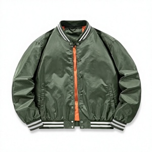 Service OEM – Nouvelle veste de baseball décontractée en satin brodé personnalisée pour homme, avec doublure en polyester imperméable - Product Image 1