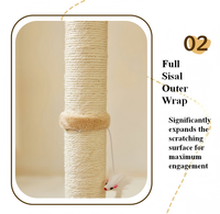 Griffoir à chat en sisal haut pour chats d'intérieur, base large et stable, arbre d'activités pour chatons avec balles et souris suspendues