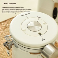 Pot de stockage de café en acier inoxydable rond, scellé sous vide, pour grains et poudre, capacité 1-2L