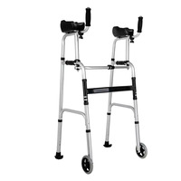 Vente en gros d'aides à la marche portables pour les patients pliant le support de coude en alliage d'aluminium léger avec siège et roues