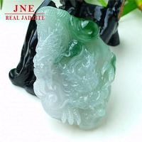 Pendentif en jade de type A, sculpté en trois dimensions, dragon du zodiaque chinois, pendentif en jade vert flottant comme de la glace, pendentif émeraude de marque Dragon 78.98