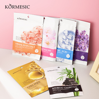 KORMESIC Feuille de collagène au charbon de bambou biologique Masque facial au sel de l'Himalaya Pore Rajeunissant à la lavande Apaisant Éclaircissant