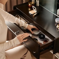 129005 Quanu gros meubles de chambre couleur noire français rétro coiffeuse vintage coiffeuse maquillage table avec miroir