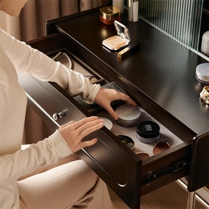 129005 Quanu gros meubles de chambre couleur noire français rétro coiffeuse vintage coiffeuse maquillage table avec miroir - Product Image 5