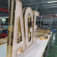 Enseigne lumineuse 3D personnalisée à lettres canal LED, finition dorée, face en cristal, pour devanture de magasin, logo lumineux, enseigne commerciale intérieure/extérieure