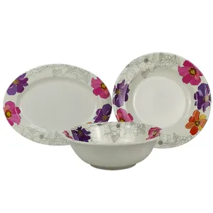 Пользовательский цветочный узор меламиновая тарелка набор с круглыми/овальными тарелками и чашей
