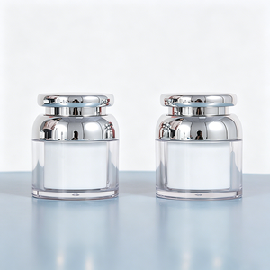 Flacone Airless in Acrilico Bianco da 15ml 30ml 50ml 100ml e Vasetto da 30g 50g con Pompa, Contenitore di Lusso per Skincare con Finitura <span class=keywords><strong>Argento</strong></span> - Product Image 5