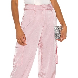 <span class=keywords><strong>Pantaloni</strong></span> Cargo da Donna in Raso <span class=keywords><strong>Rosa</strong></span>, Casual con Tasche, Vita Alta, Taglie Forti, con Cintura - Product Image 5