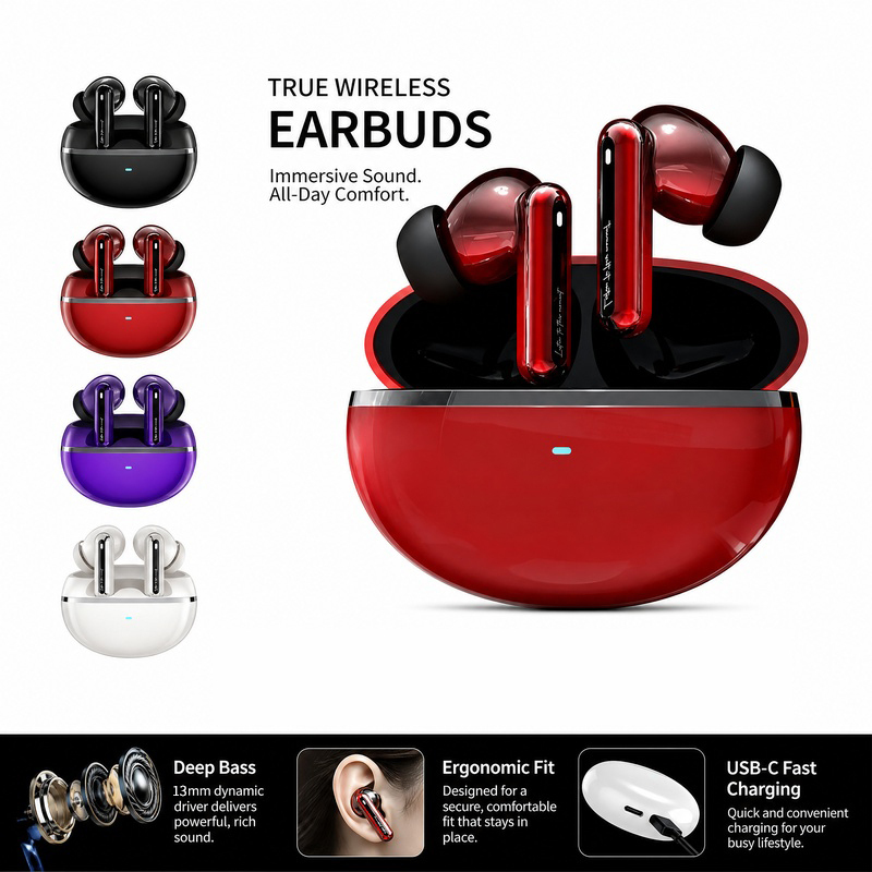 6 MIC <strong>ANC</strong> <strong>ENC</strong> In-Ear TWS Headset Noise Cancelling Technology Balanced Armature LED <strong>Battery</strong> Indicator Wireless Earbuds