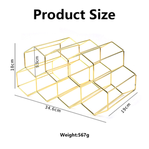 Présentoir à <span class=keywords><strong>vin</strong></span> géométrique moderne en métal doré, support de comptoir empilable pour 9 bouteilles, pour la maison, la cuisine ou le bar - Product Image 2